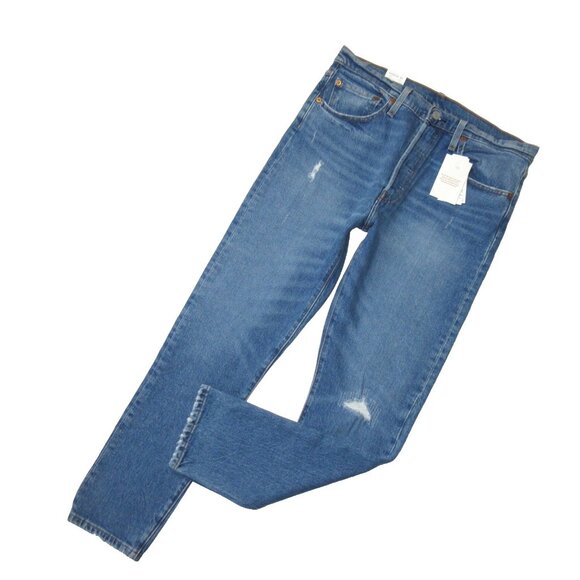 NWT Levi's 501 Skinny in Post Modern Blue Heavyweight Stretch Denim Crop Jean 30 - Picture 3 of 8